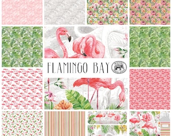 Quilt Fabric, Flamingo Bay, Flamingo Fun, Summer Fabrics, Tropical Leaves, Tropical Flowers, Michel Design Works, Northcott Fabrics