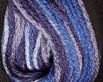 Valdani, 6 Strand Cotton Floss, M5, Denim Blues, Embroidery Floss, Variegated Floss, Hand Dyed Floss, Wool Applique, Punch Needle