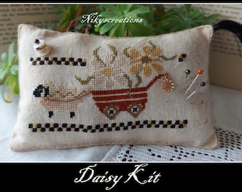 Counted Cross Stitch Pattern, Daisy Kit, Spring Decor, Embroidery, Sheep, Daisies, Nikyscreations, PATTERN & Kit ONLY