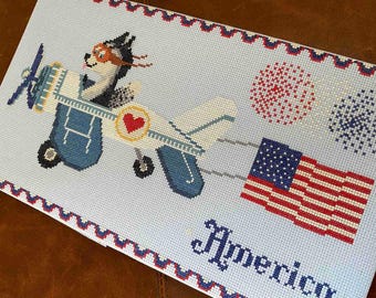 Counted Cross Stitch Pattern, Celebrate America, Patriotic, Americana, US Flag, Fireworks, Pillow, Airplane, December Stitches, PATTERN ONLY