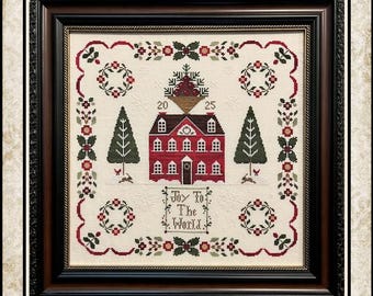 PRE-Order, Counted Cross Stitch Pattern, Joy to the World, Christmas Decor, Evergreens, Inspiration, Little House Needleworks, PATTERN ONLY