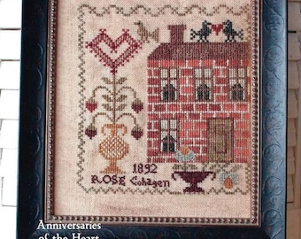 Counted Cross Stitch Pattern, Valentine Rose, Anniversaries of the Heart, Rose Cohagen, House Pattern, Blackbird Designs, PATTERN ONLY