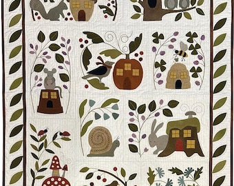 Quilt Pattern, Home Sweet Home, Woodland Animals, Crib Size, Wool Applique, Lap Quilt, Bonnie Sullivan, All Through the Night, PATTERN SET