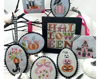 PRE-Order, Counted Cross Stitch Pattern, Halloween Pretties, Halloween Decor, Pillow Ornament, Bowl Filler, Tiny Modernist, PATTERN ONLY