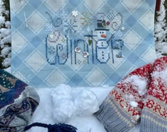 Counted Cross Stitch Pattern, Winter Bag, Winter Decor, Snowman, Snowflakes, Pincushion, Big Project Mesh Bag, Shepherd's Bush, PATTERN ONLY