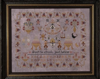 Counted Cross Stitch Pattern, BeeYouTiFul Sampler, Primitive Sampler, Flower Motifs, Twin Peak Primitives, PATTERN ONLY
