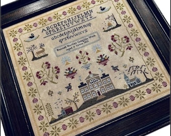 Counted Cross Stitch Pattern, Hannah Hartley Cowgill 1835, Reproduction Adaptation, Alphabet Sampler, The Scarlett House, PATTERN ONLY