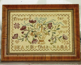 Counted Cross Stitch Pattern, Flowers for You, Special Occasion Sampler, Flower Basket, Blackbird Designs, PATTERN ONLY