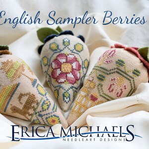 Cross Stitch Pattern, English Sampler Berries, Berries, Bowl Fillers, Ornaments, Tudor Rose, Erica Michaels, PATTERN ONLY