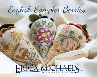 Cross Stitch Pattern, English Sampler Berries, Berries, Bowl Fillers, Ornaments, Tudor Rose, Erica Michaels, PATTERN ONLY