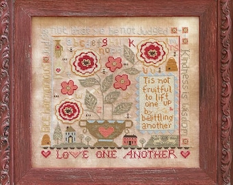 Counted Cross Stitch Pattern, Wisdom, Creative Whims Sampler, Love One Another, Scripture, Teresa Kogut, PATTERN ONLY
