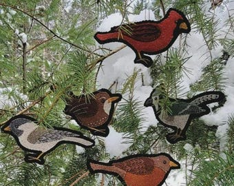 Wool Applique Pattern, Fine Feathered Friends, Winter Birds, Pillow Ornaments, Bonnie Sullivan, All Through the Night, PATTERN ONLY