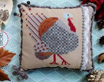 Counted Cross Stitch Pattern, Strutting Tom, Pin Cushion, Autumn Decor, Thanksgiving Decor, Pillow Ornament, Lindy Stitches, PATTERN ONLY