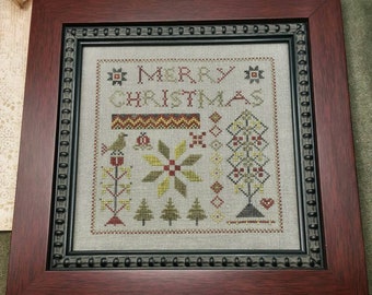 Counted Cross Stitch, Merry Christmas Sampler, Christmas Decor, Primitive Decor, Christmas Sampler, Threadwork Primitives, PATTERN ONLY