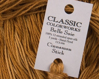 Belle Soie, Cinnamon Stick, Classic Colorworks, 5 YARD Skein, Hand Dyed Silk, Embroidery Silk, Counted Cross Stitch, Hand Embroidery Thread