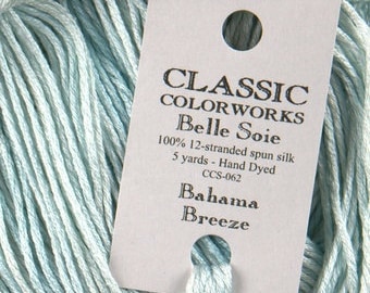 Belle Soie, Bahama Breeze, Classic Colorworks, 5 YARD Skein, Hand Dyed Silk, Embroidery Silk, Counted Cross Stitch, Hand Embroidery Thread