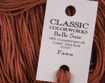 Belle Soie, Fawn, Classic Colorworks, 5 YARD Skein, Hand Dyed Silk, Embroidery Silk, Counted Cross Stitch, Hand Embroidery Thread