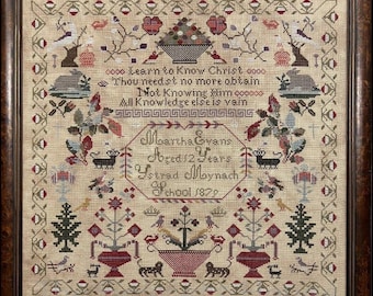 Counted Cross Stitch Pattern, Martha Evans 1879, Reproduction Sampler, Antique Reproduction, The Scarlett House, PATTERN ONLY