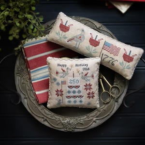 PRE-Order, Cross Stitch Pattern, Happy Birthday USA, Patriotic Decor, American Flag, Plum Street Samplers, PATTERN Only