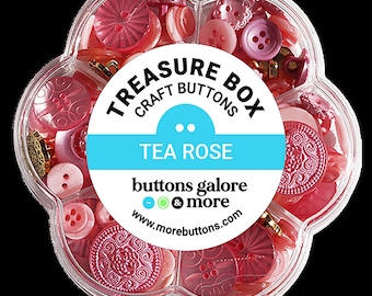 Tea Rose, Treasure Box, Specialty Buttons, Rose and Pink Buttons, Craft Buttons, Shank Buttons, Decorative Buttons, Buttons Galore & More