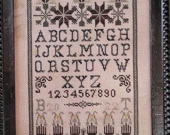 Counted Cross Stitch Pattern, Night Thistle Sampler, Alphabet Sampler, Reproduction, Motifs, Birgit Tolman, The Wishing Thorn, PATTERN ONLY