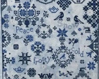 Counted Cross Stitch Pattern, Simple Gifts, Snow, Winter Sampler, Frosty, Cold, Snow, Peace, Motifs, Praiseworthy Stitches, PATTERN ONLY