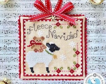 Counted Cross Stitch Pattern, Fleece Navidad, Snowflakes, Sheep, Teddy Bear, Christmas Ornament,  Luminous Fiber Arts, PATTERN ONLY