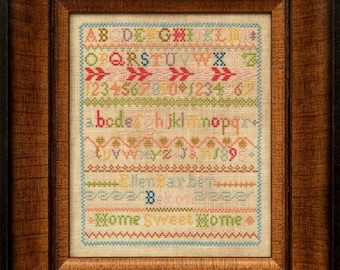 Counted Cross Stitch Pattern, Ellen Barber 1895, Reproduction Sampler, Antique Reproduction, Hands Across the Sea, PATTERN ONLY