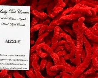 Chenille Trim, Sizzle, Lady Dot Creates, Hand Dyed Chenille, Cotton Chenille Trim, Sewing Notion, Sewing Accessory, Sewing Trim