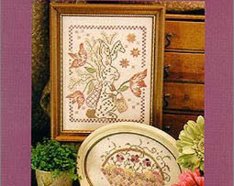 Counted Cross Stitch Pattern, Easter Parade, Easter Basket, Easter Bunny, Tulips, Pansies, Spring Decor,  Blackbird Designs, PATTERN ONLY