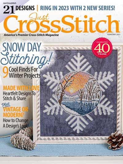 Magazine, Just Cross Stitch, Snow Day Stitching, February 2023, Counted Cross  Stitch, Cross Stitch, Ornaments, Samplers, Primitive Decor