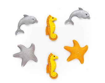 Under the Sea, Fun in the Sun, 3D Collection, Summer Beach Decor, Sewing Embellishment, Dolphins, Starfish, Buttons Galore & More, FN105
