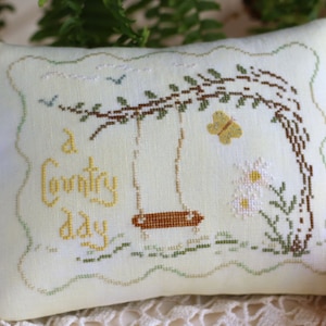 Counted Cross Stitch Pattern, A Country Day, Daisies, Butterfly, Rope ...