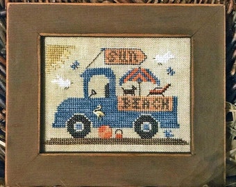 Cross Stitch Pattern, Beach Fun Truck, Summer Decor, Dog, Umbrella, Birds, Beach Ball, Pail, Pick-Up Truck, Homespun Elegance, PATTERN ONLY