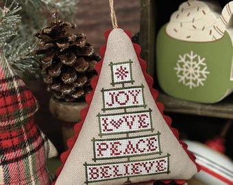 Counted Cross Stitch Pattern, Christmas Word Tree, Christmas Decor, Holiday, Primrose Cottage Stitches, PATTERN ONLY