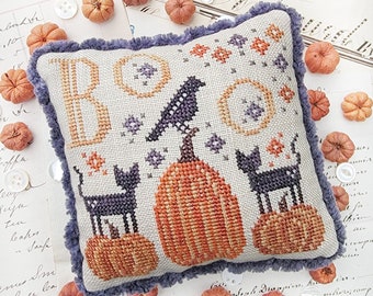 Counted Cross Stitch, Boo, Pillow Ornaments, Bowl Fillers, Pin Keeps, Halloween Decor, Hello From Liz Mathews, PATTERN ONLY