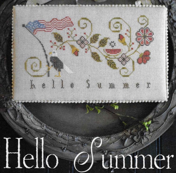 Summer counted cross stitch pattern quote summer wall art hello summer wall decor gift for mom modern cross stitch easy summer decor #085