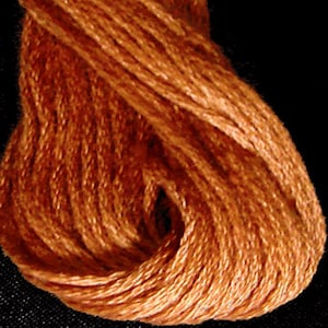 May include: A close-up of a spool of embroidery floss in a warm orange color.
