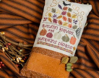 Counted Cross Stitch Pattern, Pumpkins Please, Fall Decor, Autumn Decor, Fall Pin Pillow, Pin Keep, Erica Michaels, PATTERN ONLY