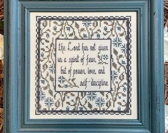 Counted Cross Stitch Pattern, The Spirit Given, 2 Timothy 1:7, Inspirational, Scriptural Sampler, Motifs, My Big Toe Designs, PATTERN ONLY