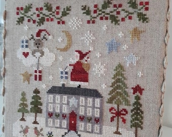 Counted Cross Stitch Pattern, Merry Christmas, Christmas Decor, Rooftop Santa, Reindeer, Snowflake, Collection Tralala, TraLaLa PATTERN ONLY
