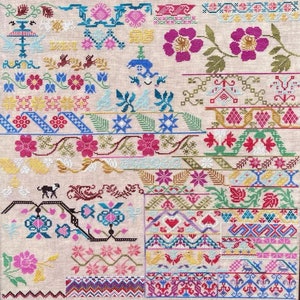 Counted Cross Stitch Pattern, Colors of Mexico, Flower Motifs, Mexican