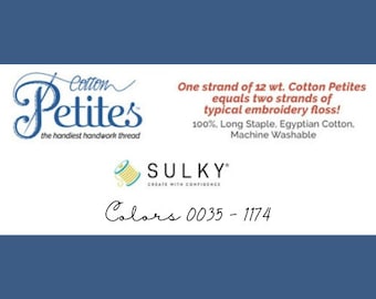 Sulky Petites, 0035 - 1174, 12 wt Cotton, 50 yd Spools, Tangle Free Thread, Floss, Cotton Thread, 12 Weight Cotton Thread, Sulky Cotton