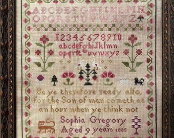 Counted Cross Stitch Pattern, Sophia Gregory 1835, Reproduction Sampler, Inspirational, Religious Sampler, The Scarlett House, PATTERN ONLY