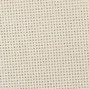 May include: Close-up of a cream-colored cross-stitch fabric. The fabric has a grid-like pattern of evenly spaced holes, ideal for needlework projects. The texture is visible, showing the woven threads.