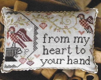 Counted Cross Stitch Pattern, Sewn in Friendship, Pin Keep, Pincushion, Friend Gift, Primitive Decor, Plum Street Samplers, PATTERN ONLY