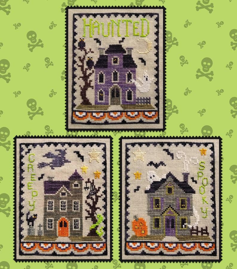 Counted Cross Stitch Pattern Haunted House Trio Halloween - Etsy