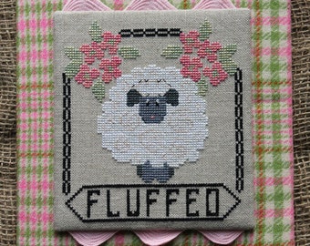 Cross Stitch Pattern, Fluffed, Spring Decor, Sheep, Flowers, Pillow Ornament, Bowl Filler, Leaves, Garden Decor, Luhu Stitches, PATTERN ONLY