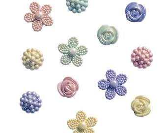 Fancy Florals, Spring Collection, Pastel Flowers, Spring Decor, Shank Buttons, Sewing Embellishment, #4463 Buttons Galore & More