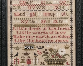 Counted Cross Stitch Pattern, Little Deeds, Sampler, Primitive Decor, Inspirational, Religious, The Scarlett House, PATTERN ONLY